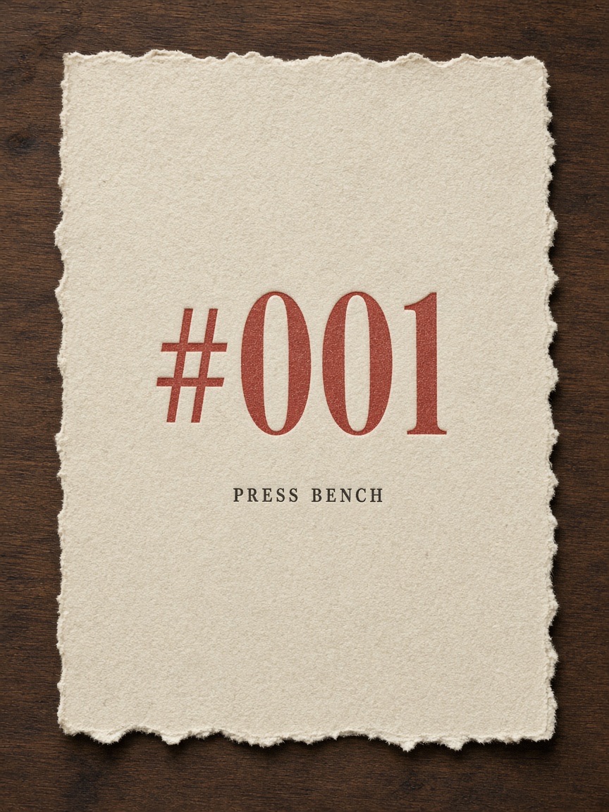 Specimen plate #001 on cream rag paper